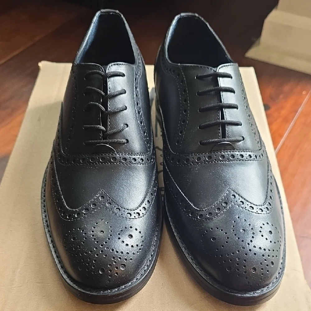 🔥 NIB Baccus Shoemaker Black Leather Wingtip Oxford Shoes 🔥